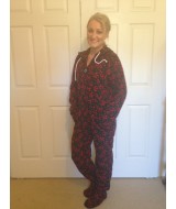 Black background with RED flowers onesie